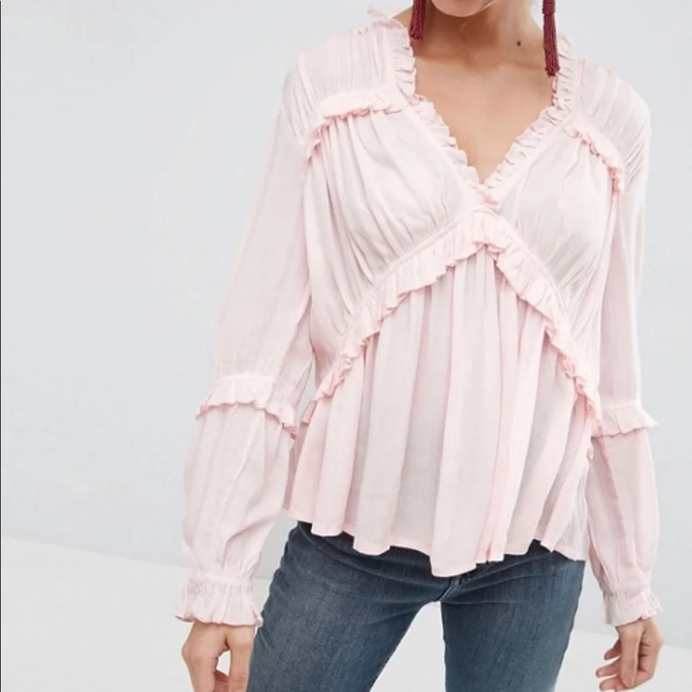 ASOS Pink Ruffle Blouse - Picture 3 of 7